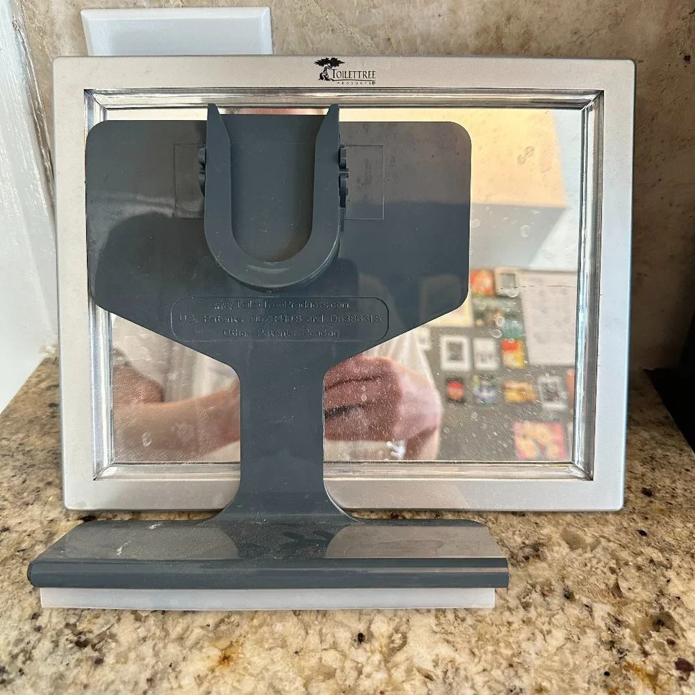 LED Lighted Framed Fogless Shower Mirror with Squeegee